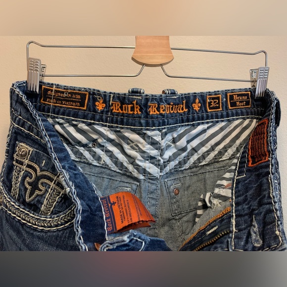 Rock Revival Men’s Bruno Boot Cut 32 Denim Blue Jeans Dark Wash (32x30) - Picture 4 of 15